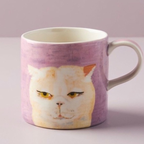 ANTHROPOLOGIE Carole Atkins Sugar Furry Friend  Cat Mug - Picture 1 of 3
